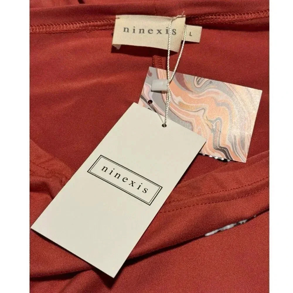 NEW Ninexis Women’s Large Burnt Orange Balloon Sleeve Blouse NWT - Picture 4 of 5
